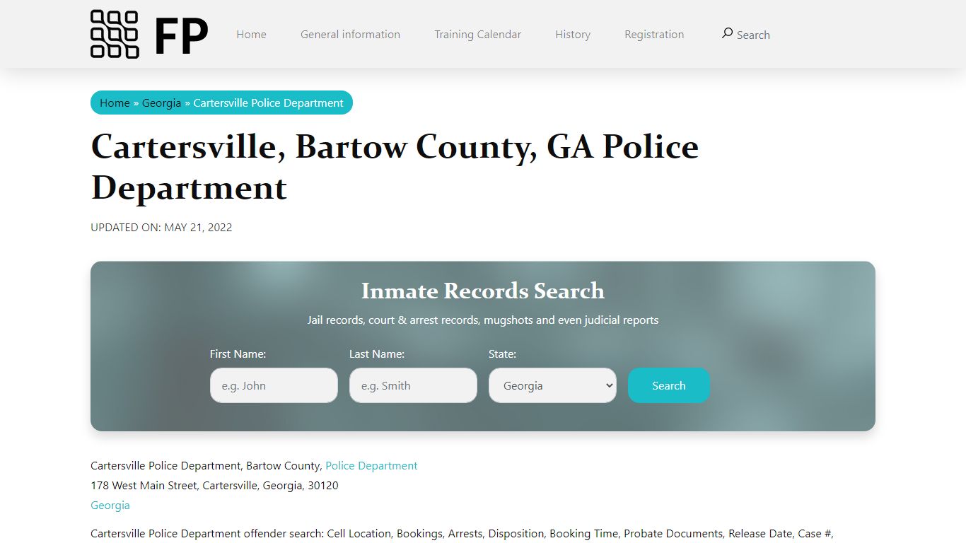 Cartersville, GA Police - City Jail Inmates, Arrests