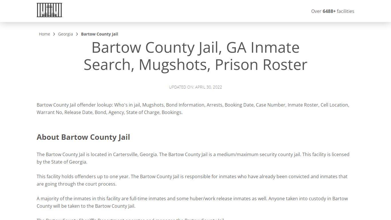 Bartow County Jail, GA Inmate Search, Mugshots, Prison Roster